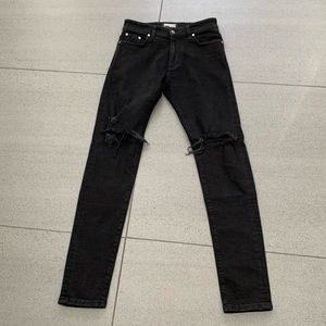 Represent black denim.